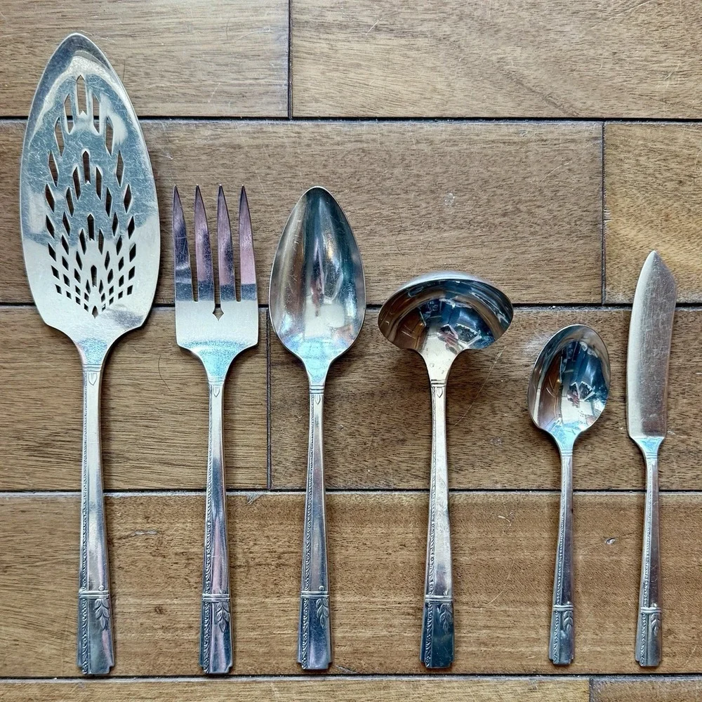 6pc VTG Antique 30s Oneida Prestige GRENOBLE Silverplate Hostess Serving Set